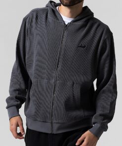 Alternative view of Castanza Waffle Knit Zip Up Hoodie (Charcoal)