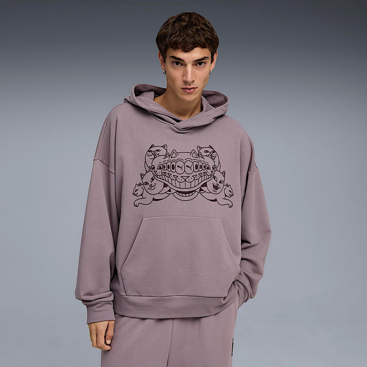 PUMA X RIPNDIP Boxy Graphic Hoodie (Plum Jam) - Image 2