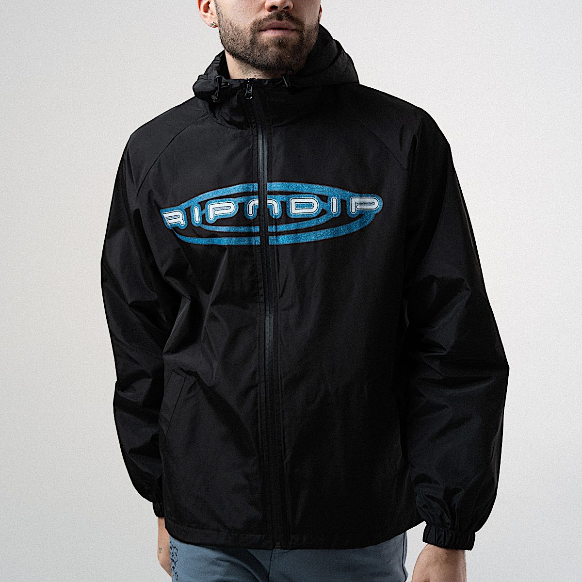 Otis Zip Up Hooded Jacket (Black) - Image 2