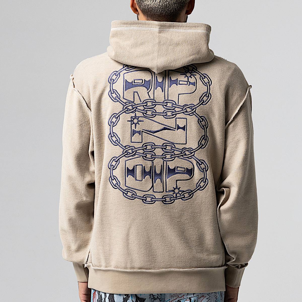 Linked Up Reverse Stitched Hoodie (Khaki) - Image 2