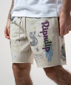 Alternative view of Goosebumps Raw Edge Sweat Shorts (Bone)