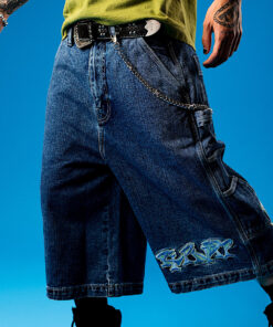 Alternative view of Ace Ultra Wide Leg Shorts (Medium Wash)