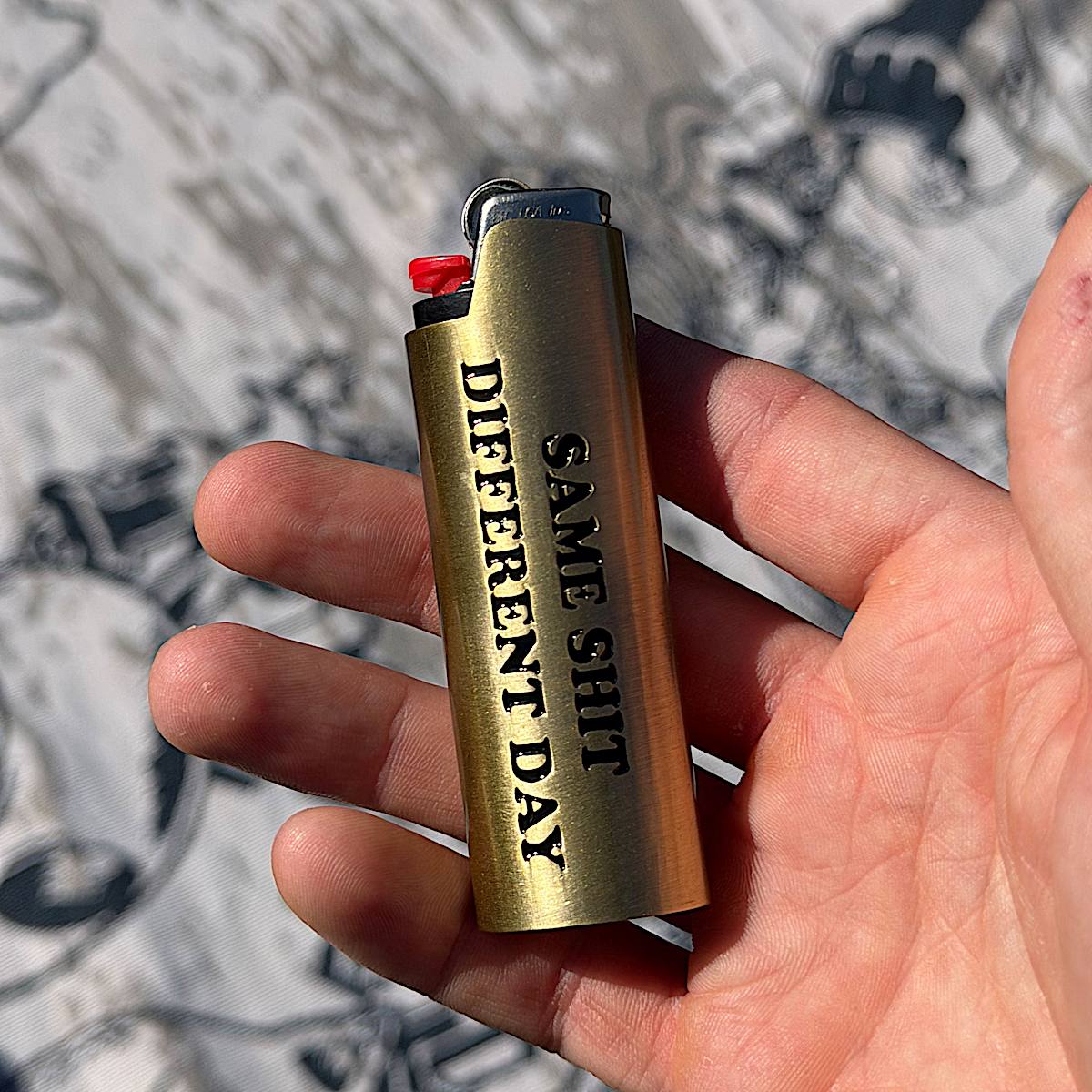 Same Shit Different Day Lighter Cover (Gold) - Image 2