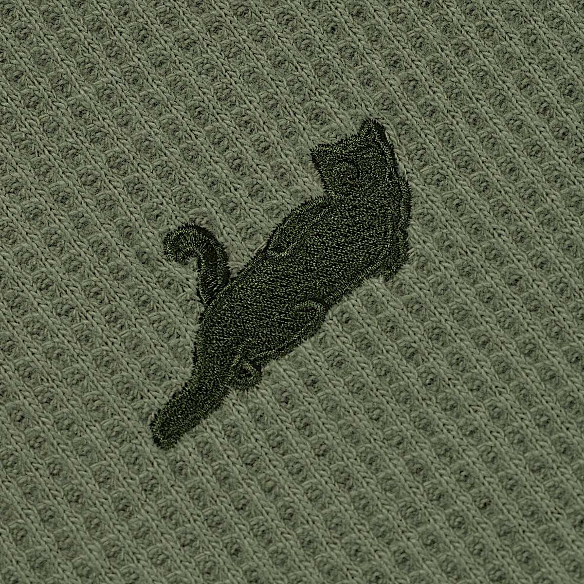 Castanza Waffle Knit Zip Up Hoodie (Olive) - Image 3