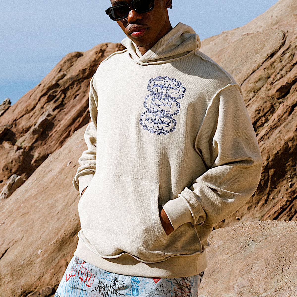 Linked Up Reverse Stitched Hoodie (Khaki) - Image 3