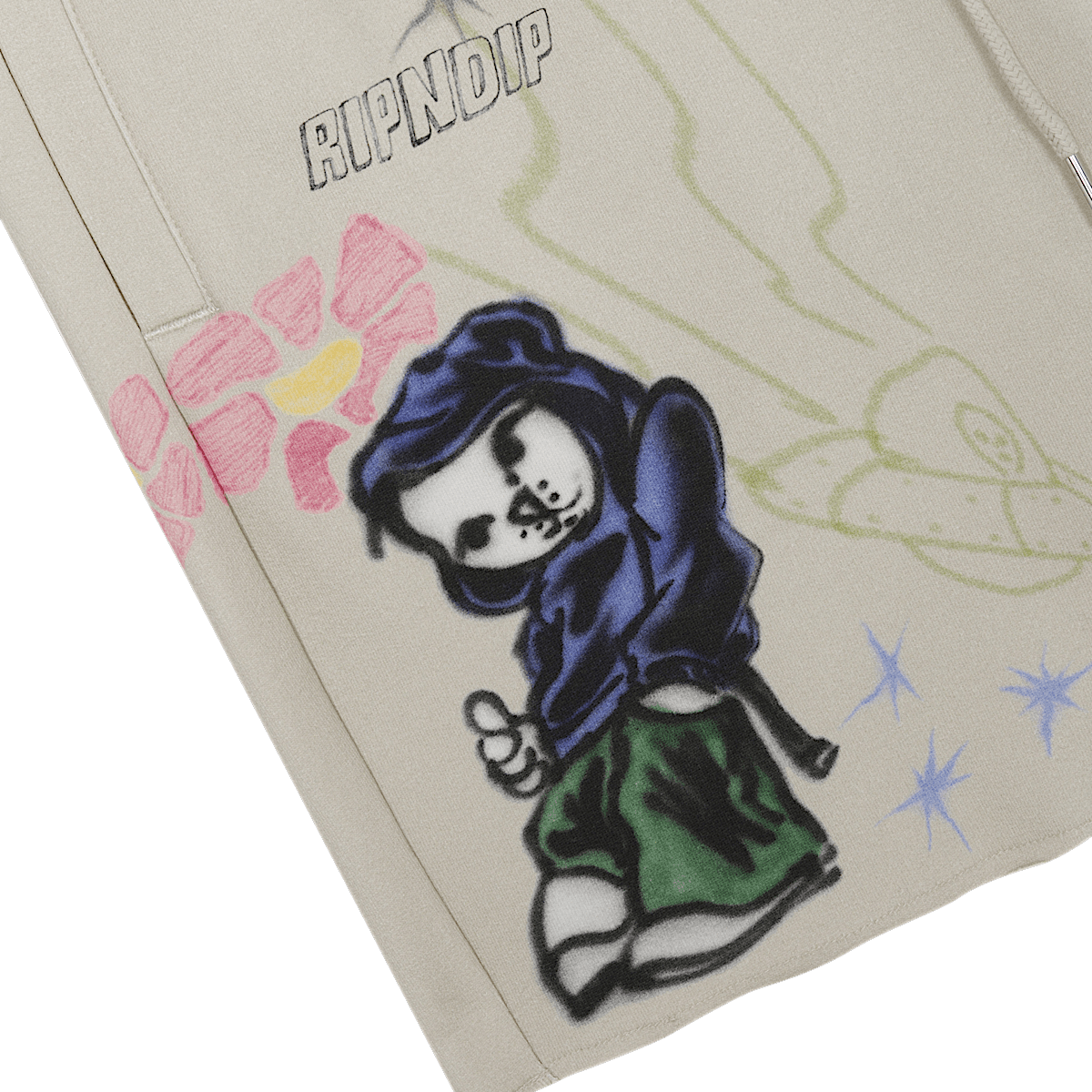 Goosebumps Raw Edge Sweat Shorts (Bone) - Image 3