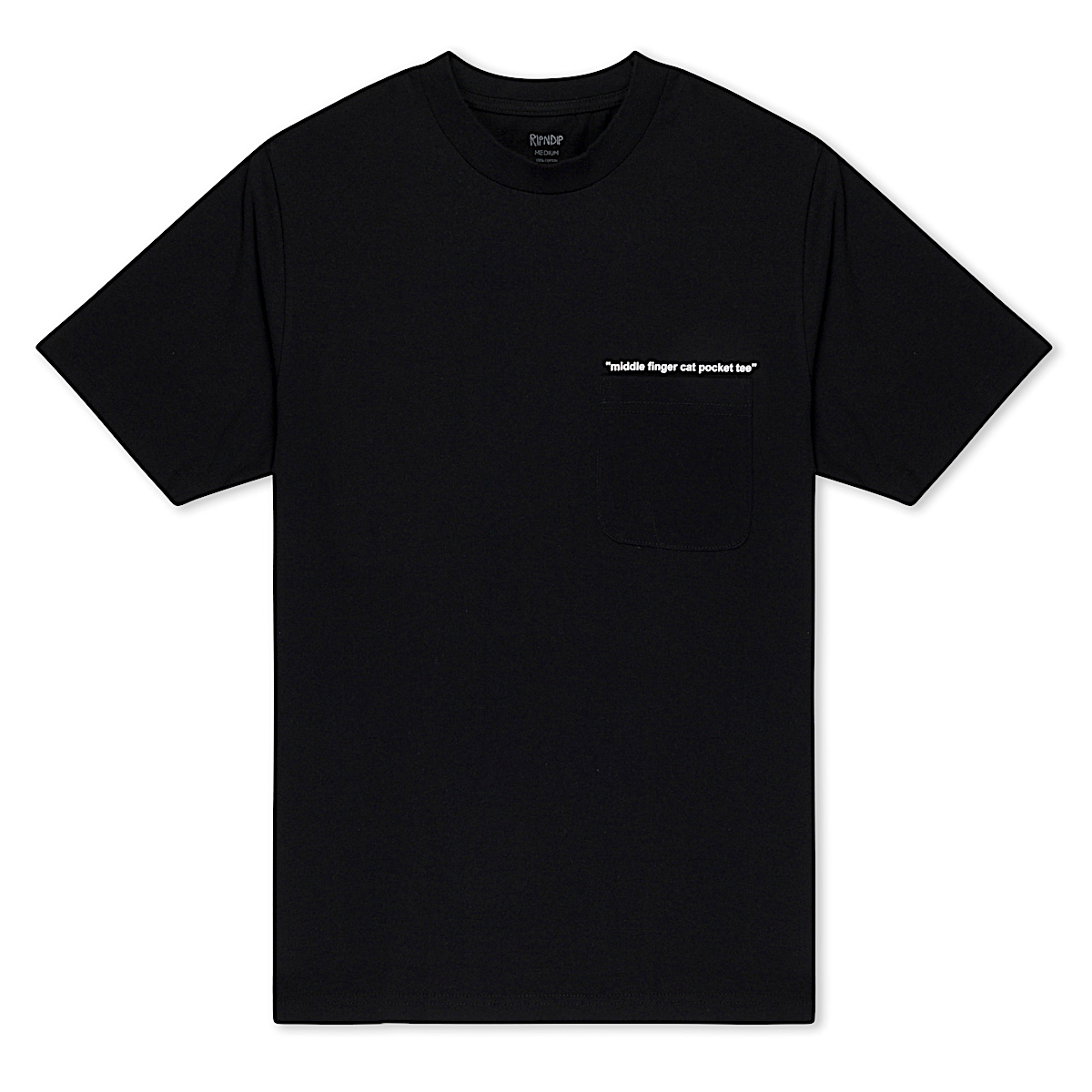 Middle Finger Cat Pocket Tee (Black) - Image 3