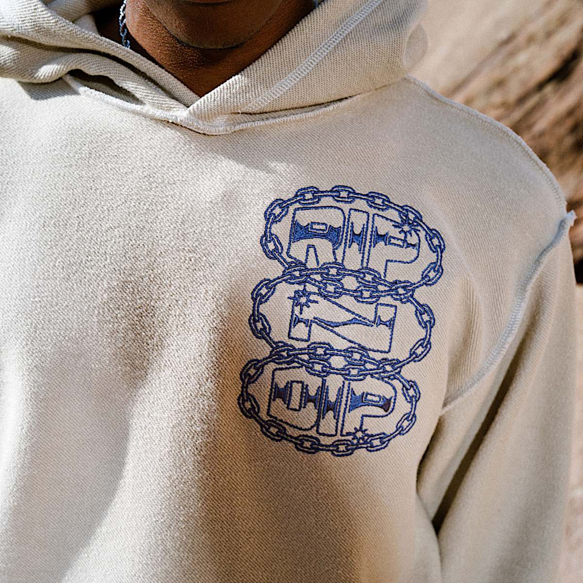 Linked Up Reverse Stitched Hoodie (Khaki) - Image 4