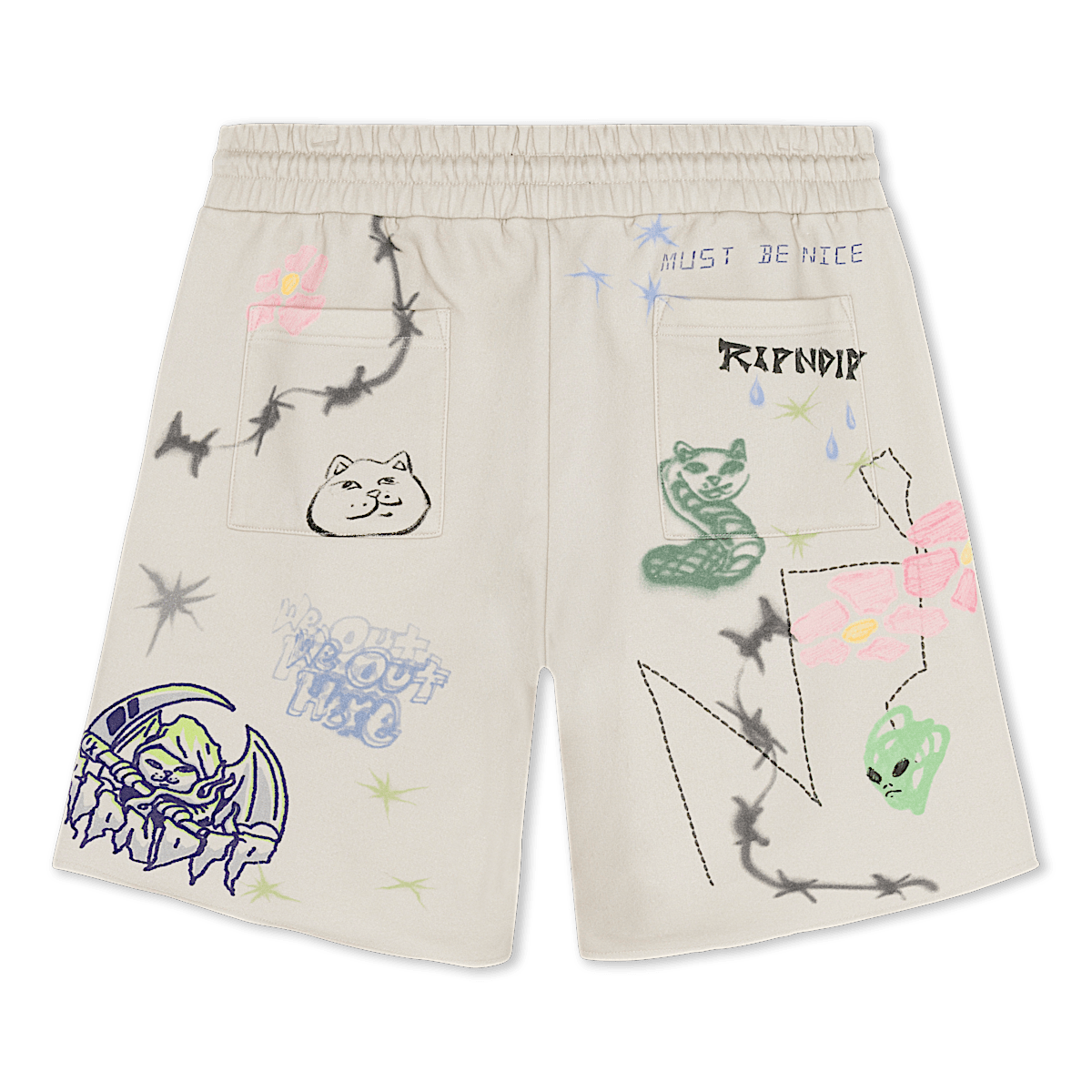 Goosebumps Raw Edge Sweat Shorts (Bone) - Image 4