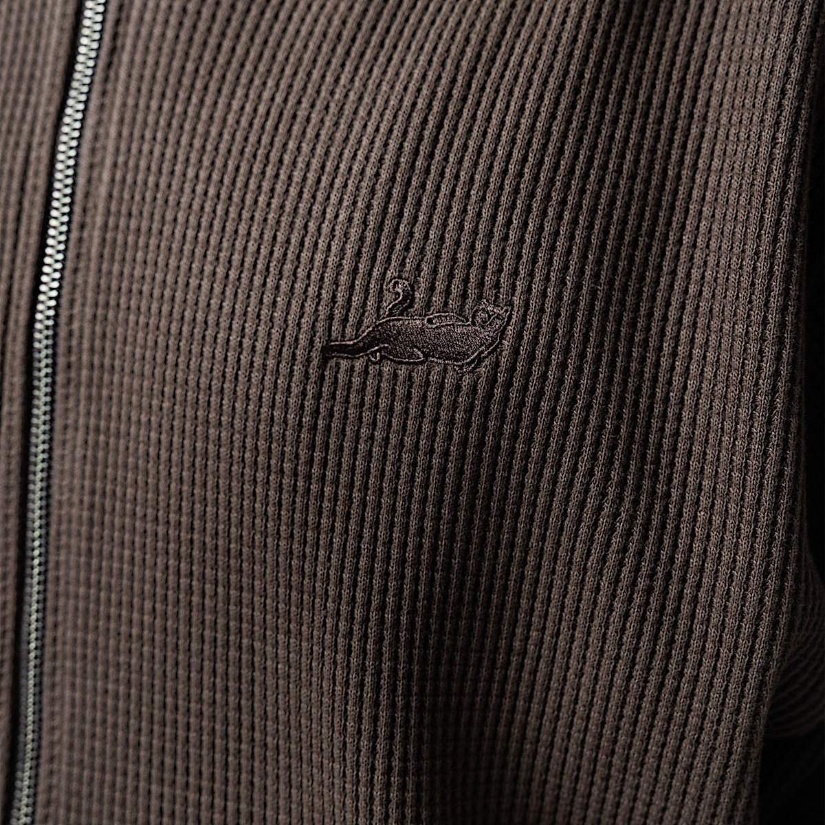 Castanza Waffle Knit Zip Up Hoodie (Brown) - Image 4