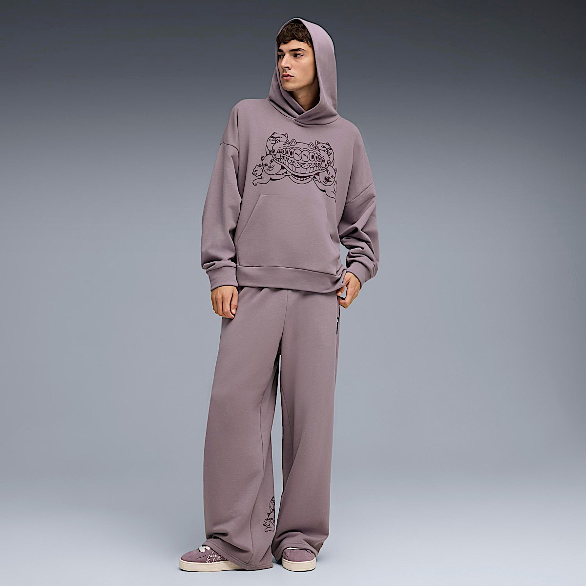 PUMA X RIPNDIP Boxy Graphic Hoodie (Plum Jam) - Image 4