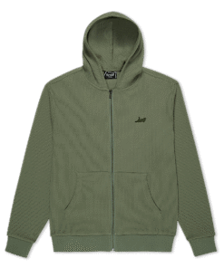 Castanza Waffle Knit Zip Up Hoodie (Olive)
