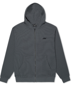 Castanza Waffle Knit Zip Up Hoodie (Charcoal)