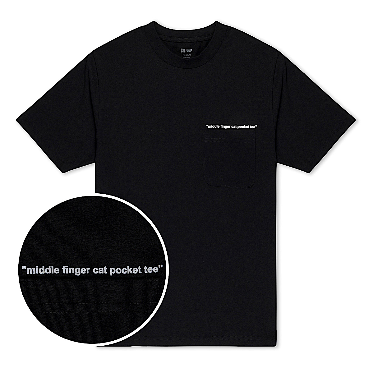 Middle Finger Cat Pocket Tee (Black)