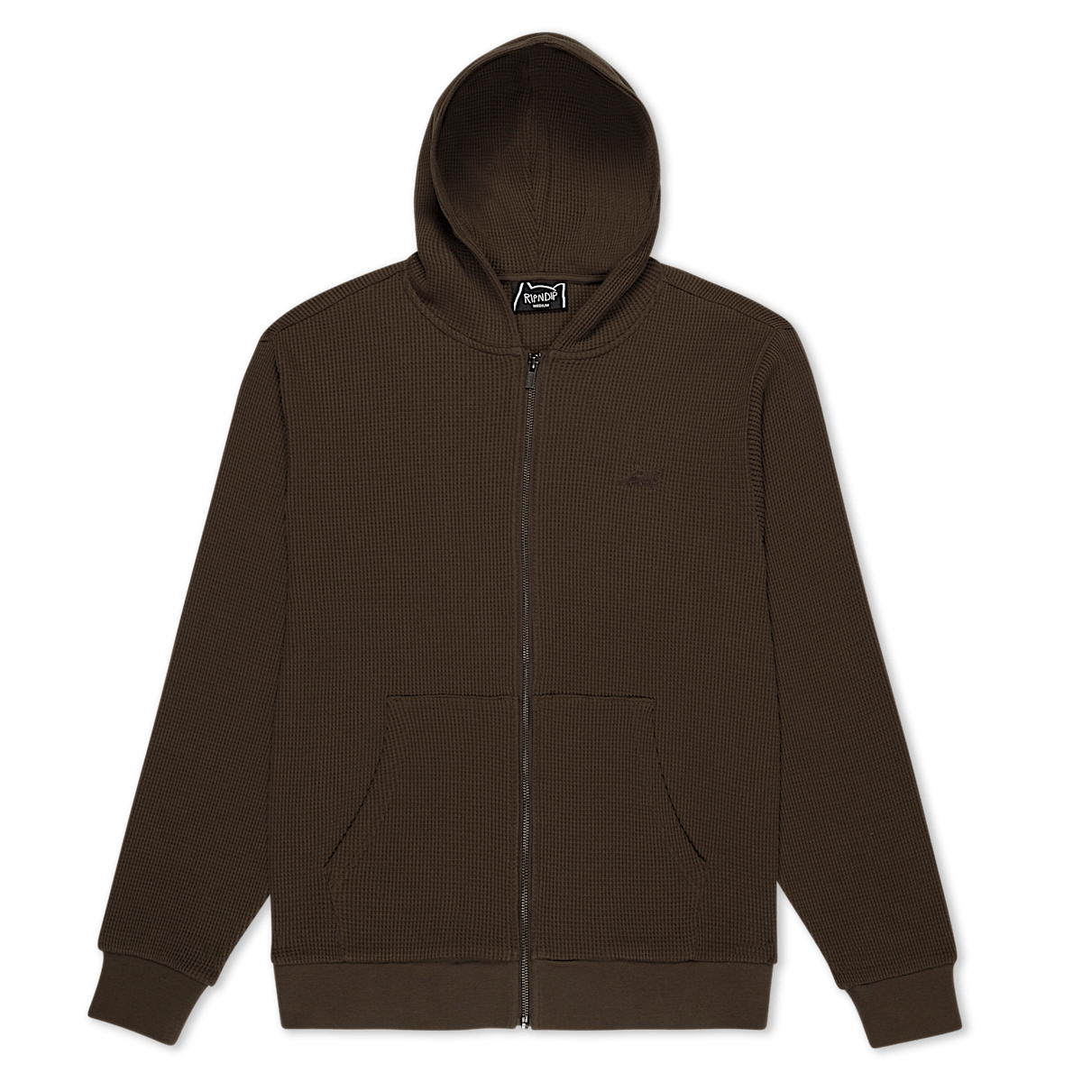 Castanza Waffle Knit Zip Up Hoodie (Brown)